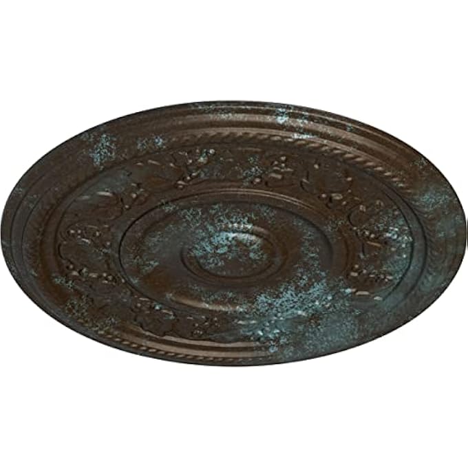 CM16TYBBS TYRONE CEILING MEDALLION, 16 1/8"OD X 3/4"P (FITS CANOPIES UP TO 6 3/4"), HAND-PAINTED BRONZE BLUE PATINA - Image 3