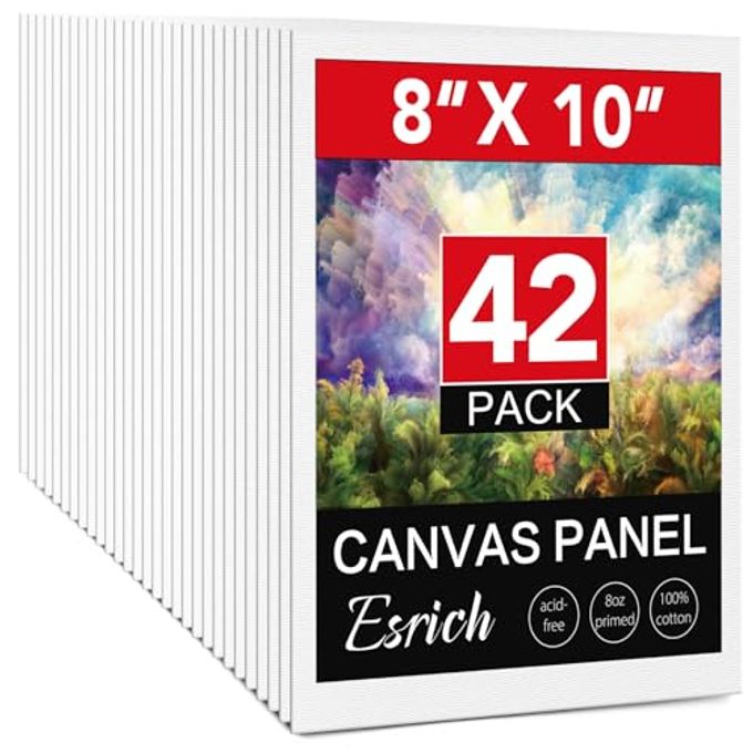 ESRICH Canvases for Painting 8x10 Inch, 42 Pack Blank Painting Canvas Boards for Painting Supplies-Cotton Canvas Panels Acid-Free Primed for Oil Paint,Watercolor, Acrylic Paint, Gouache and Tempera. - Image 1