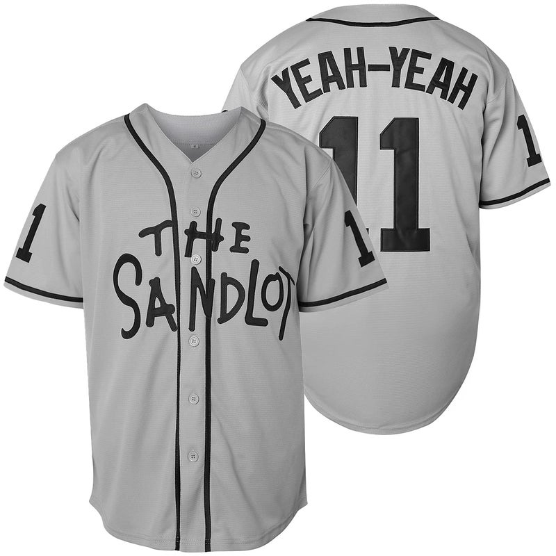 JKNAKN The Sandlot Benny The Jet Rodriguez Michael Squints Palledorous Alan Yeah-Yeah McClennan Bel Air 3D Print Baseball Jersey (XXX-Large, 11-Grey) - Image 1