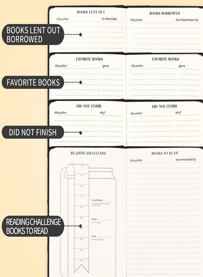 TSFPapier Reading Journal Book Lovers Gifts Book Journal Hardcover Leather For Readers Review and Track Your Reading with 65 Book Reviews, 5.8”x8.3”, Black - Image 4