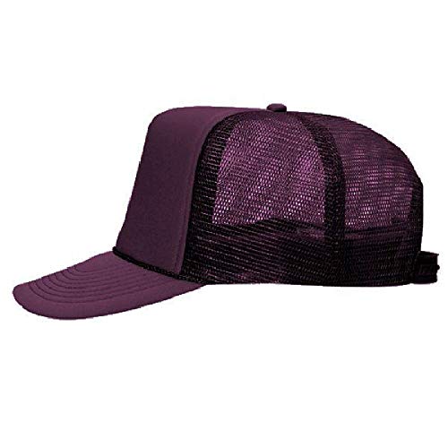 OTTO Polyester Foam Front 5 Panel High Crown Mesh Back Trucker Hat - Maroon - Image 5