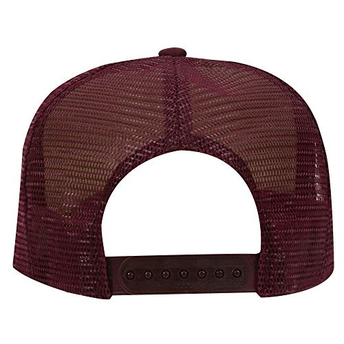 OTTO Polyester Foam Front 5 Panel High Crown Mesh Back Trucker Hat - Maroon - Image 2