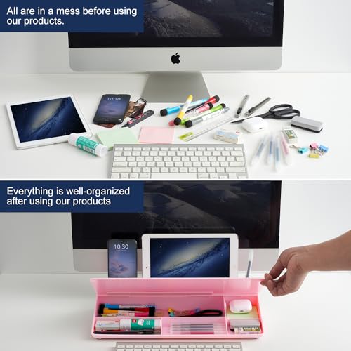TSJ OFFICE Desktop Whiteboard Dry-Erase-Board - Computer Keyboard Stand White Board Surface Pad with Drawer, Desk Organizers with Accessories for Office, Home, School Supplies - Image 3