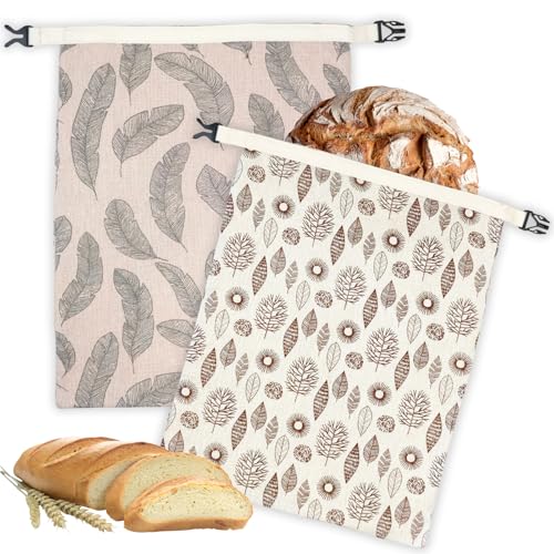 BYTTME 2 Pack Beeswax Bread Bags for Homemade Bread with Zipper, Large 13x17'' Reusable Beeswax Sourdough Bread Storage Bag, Keep Loaves Fresh Longer, Freezer Safe & Airtight, Natural, Zero Waste - Image 1