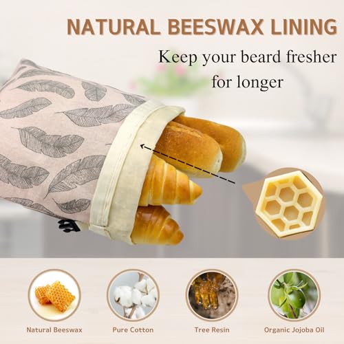 BYTTME 2 Pack Beeswax Bread Bags for Homemade Bread with Zipper, Large 13x17'' Reusable Beeswax Sourdough Bread Storage Bag, Keep Loaves Fresh Longer, Freezer Safe & Airtight, Natural, Zero Waste - Image 2