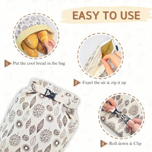 BYTTME 2 Pack Beeswax Bread Bags for Homemade Bread with Zipper, Large 13x17'' Reusable Beeswax Sourdough Bread Storage Bag, Keep Loaves Fresh Longer, Freezer Safe & Airtight, Natural, Zero Waste - Image 4