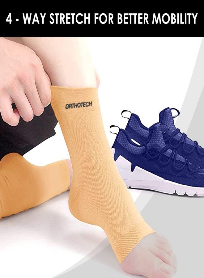 Orthotech Compression Ankle Sleeve Support | Elastic Foot Brace | Breathable Stretch Fabric | Joint Stability Relief | Compression Socks | Plantar Fasciitis | Heel Pain | Arch Support (Medium) - Image 5