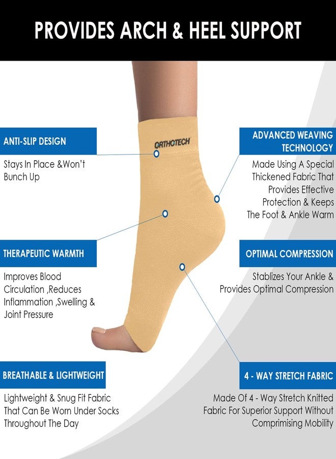 Orthotech Compression Ankle Sleeve Support | Elastic Foot Brace | Breathable Stretch Fabric | Joint Stability Relief | Compression Socks | Plantar Fasciitis | Heel Pain | Arch Support (Medium) - Image 2