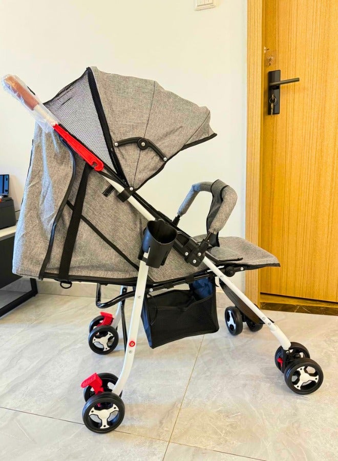 تشيس اب عربة أطفال خفيفة الوزن للسفر، عربة أطفال قابلة للطي مع سلة تخزين كبيرة، وضعيات إمالة متعددة، طي مريح بيد واحدة، مريحة ومسطحة (رمادي) - Image 3