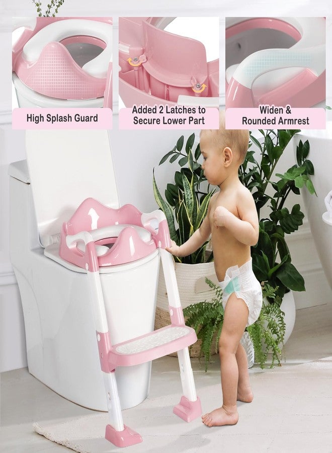 BRINJOY Potty Training Seat with Step Stool Ladder, Potty Toilet Toddler Seat w/Potty Training Chart & Cushion Handle, Kids Potty Training Toilet Chair for Girls Boys w/Non-Slip Pads Wide Step - Image 3
