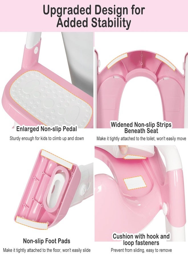 BRINJOY Potty Training Seat with Step Stool Ladder, Potty Toilet Toddler Seat w/Potty Training Chart & Cushion Handle, Kids Potty Training Toilet Chair for Girls Boys w/Non-Slip Pads Wide Step - Image 4