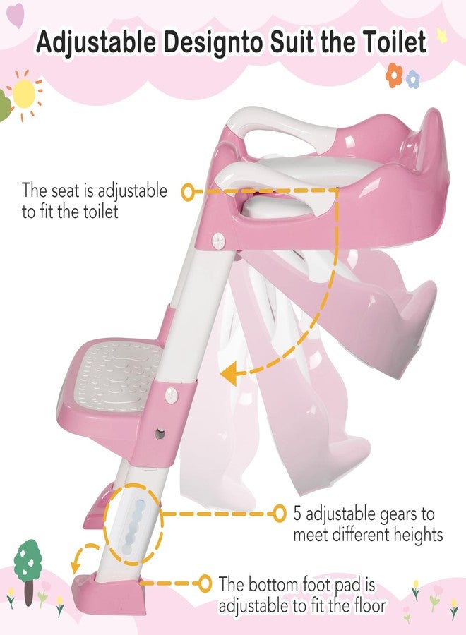 BRINJOY Potty Training Seat with Step Stool Ladder, Potty Toilet Toddler Seat w/Potty Training Chart & Cushion Handle, Kids Potty Training Toilet Chair for Girls Boys w/Non-Slip Pads Wide Step - Image 5