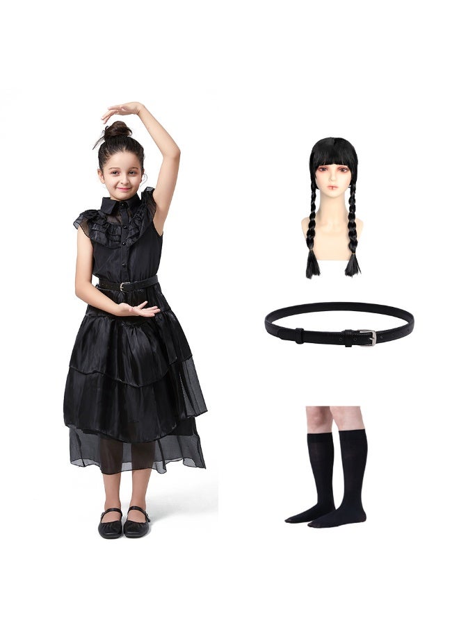 NIBEMINENT Adams Family Role Play Costume Wednesday Performance Outfit Same As Black Dress Dance Drama Performance Clothes Special Purpose  - Image 1