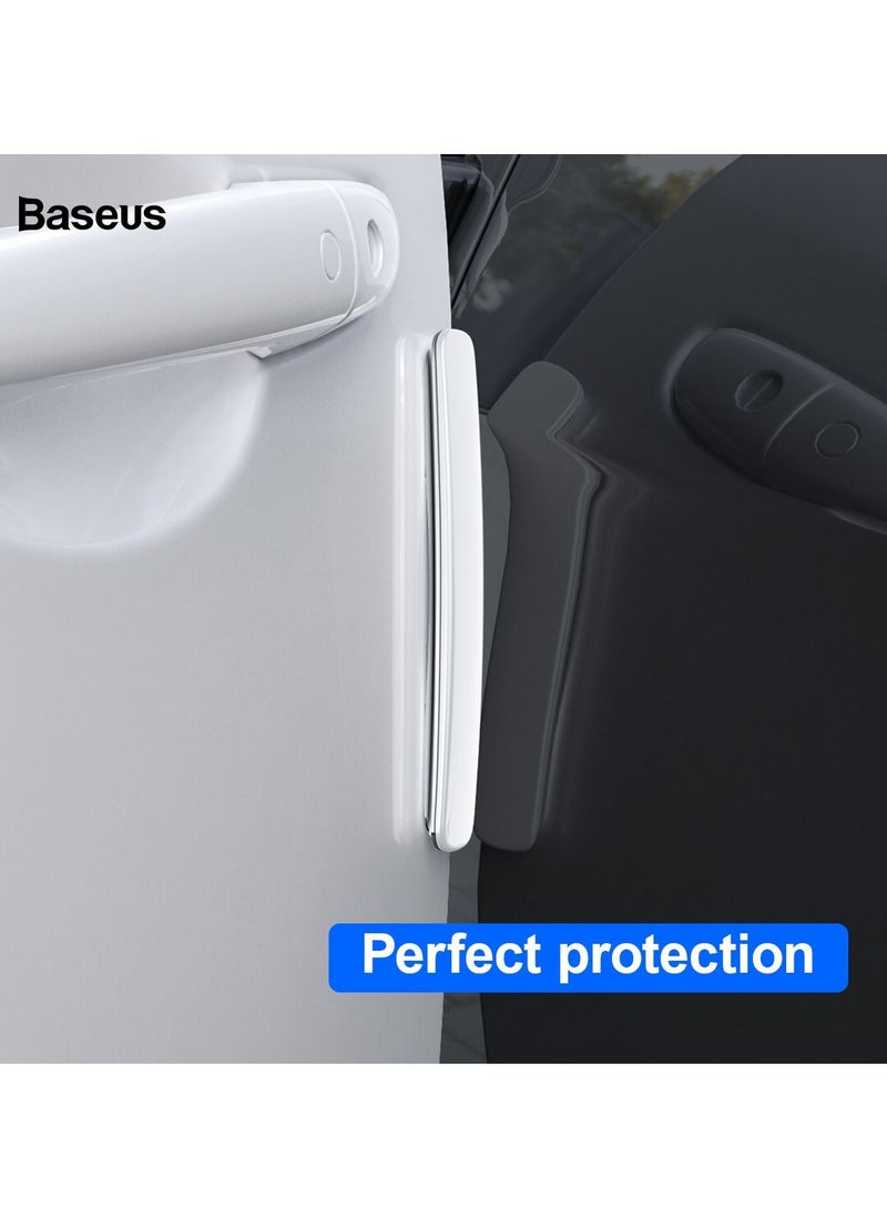 Baseus - BASEUS باب السيارة حافة الحرس باب السيارة حامي العالمي السيارات الباب الجانب حافة حماية ملصق مضاد للتصادمات المضادة للفرك الموضة يناسب معظم سيارات الدفع الرباعي شاحنة بيك اب (أبيض) 4 حزم - Image 1