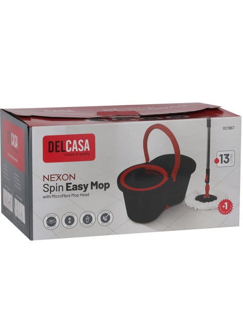 Delcasa Nexon Turkey made Spin Easy Microfiber Mop, Telescopic handle, 13 Liter Capacity DC1967, 25 x 29 x 46 cm