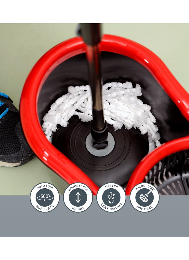 Delcasa Nexon Turkey made Spin Easy Microfiber Mop, Telescopic handle, 13 Liter Capacity DC1967, 25 x 29 x 46 cm