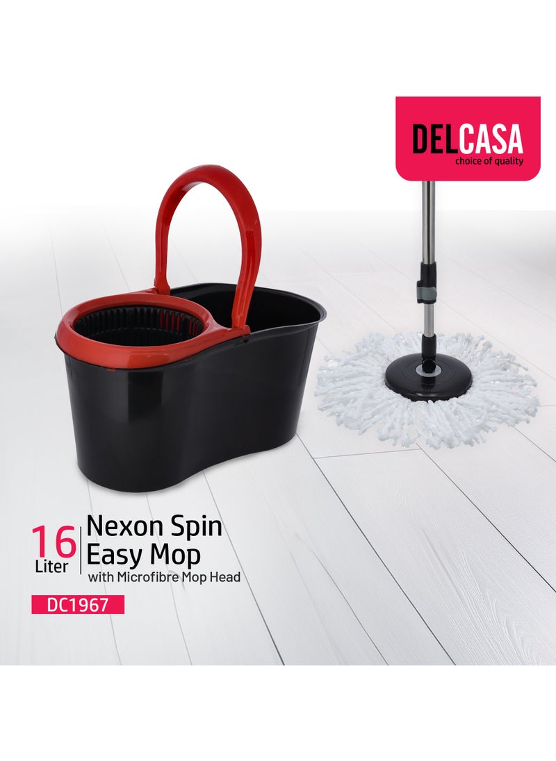 DELCASA Delcasa Nexon Turkey made Spin Easy Microfiber Mop, Telescopic handle, 13 Liter Capacity DC1967, 25 x 29 x 46 cm  - Image 1