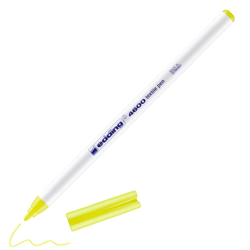 edding 4600 textile pen neon yellow 1 pen round nib 1 mm permanent fabric pens for drawing on textiles washresistant up to 60 C fabric pen