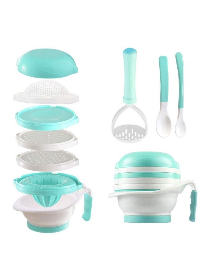 Matyz Versatile Baby Food Maker Set - Toddler Food Mills with Mash Bowl, Hand Masher, Citrus Juicer, Grater - Making Homemade Baby Food - Fruits and Vegetables Masher - No BPA (Mint Green) - Image 1