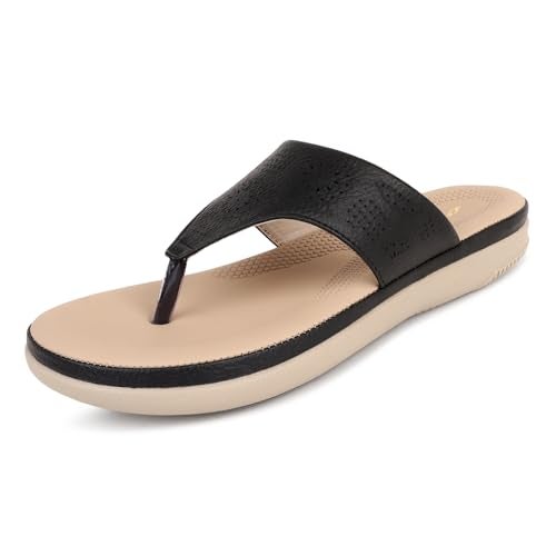 TRASE Flats for Women Stylish | Lightweight Comfortable Slippers for Woman | Soft Sole Ladies Footwear for All Day Comfort (Black, 38 EURO) - Image 1