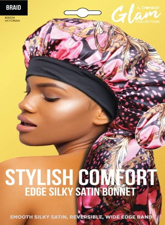 DONNA Stylish Edge Reversible Silky Bonnet, Shower Cap for Women Silk Bonnet for Sleeping Satin Bonnet Braid VICTORIAN