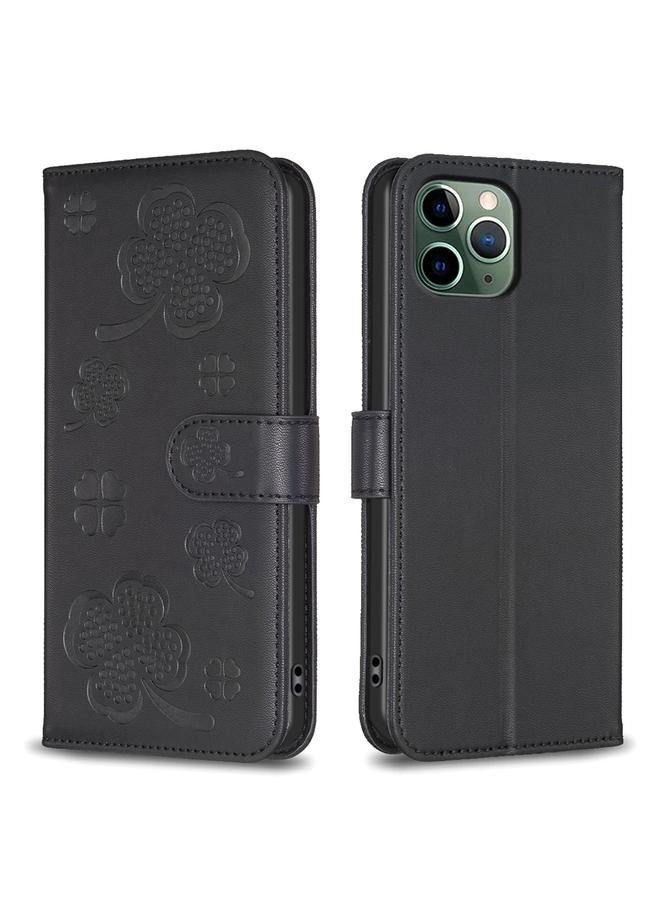 اس-توب جراب لهاتف iPhone 11 Pro مصنوع من الجلد المنقوش بأربع أوراق - Image 1