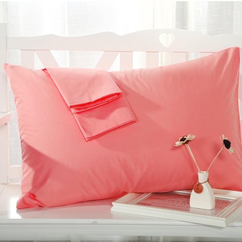 Cotton Pillowcase Simple Solid Color Single Rouge
