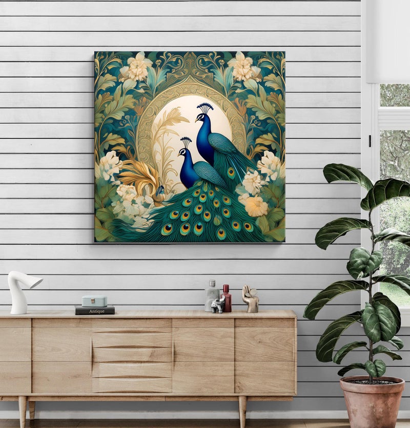 999STORE Majestic Peacocks in Bloom: Elegant Nature-Inspired Canvas Painting for Luxury Home Decor and Floral Wall Art(FLP24X240297) - Image 3
