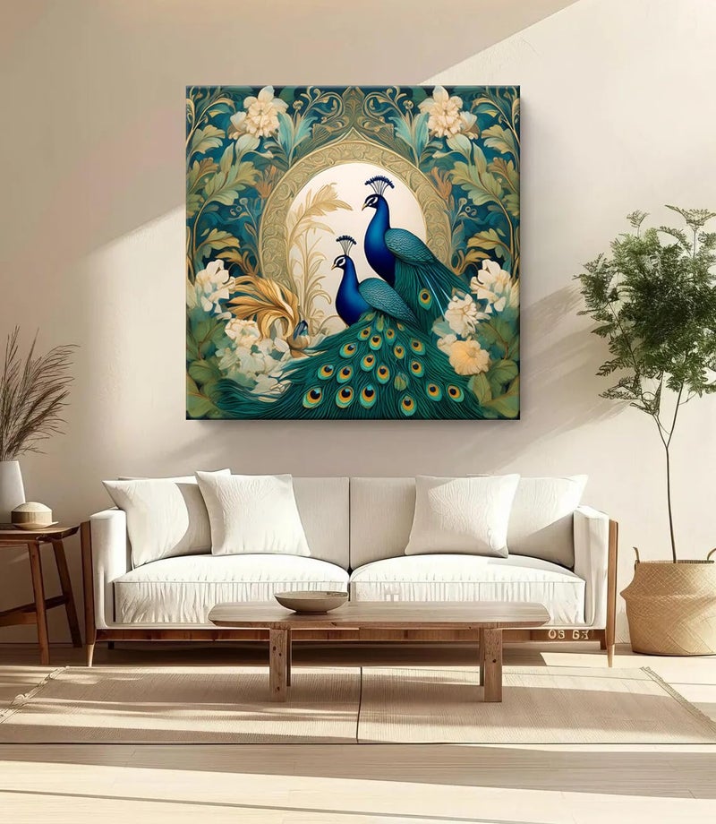 999STORE Majestic Peacocks in Bloom: Elegant Nature-Inspired Canvas Painting for Luxury Home Decor and Floral Wall Art(FLP24X240297) - Image 2