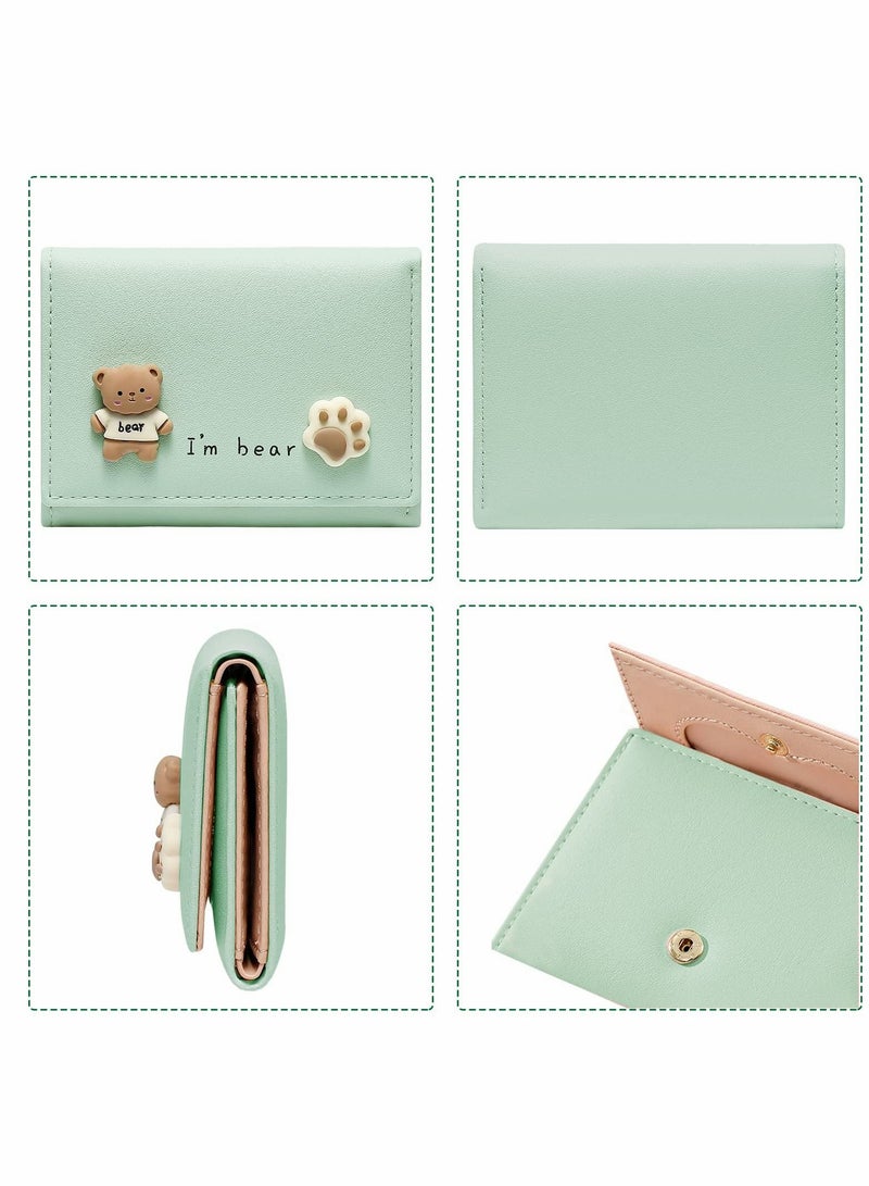 Excefore محفظة صغيرة، محفظة كرتونية لطيفة للفتيات، محفظة ثلاثية الطيات، محفظة نحيفة للعملات المعدنية، جيب للنقود، نافذة لبطاقة الهوية، محفظة نحيفة من الجلد الصناعي - Image 3