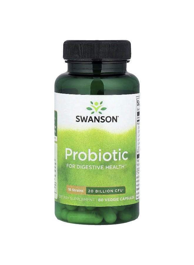 Swanson, Probiotic, 20 Billion CFU, 60 Veggie Capsules - Image 1