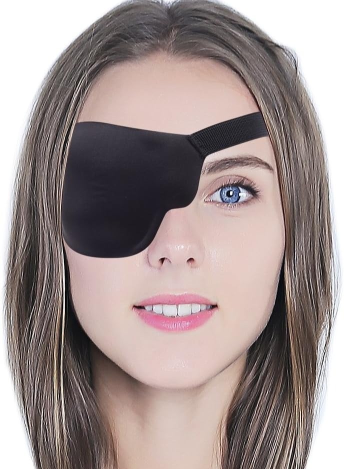 Bukela 3D Eye Patch, Comfortable Pirate Eye Mask, Adjustable Amblyopia Lazy Eye Patches, One Eye Cover for after Surgery or Pirate Cosplay, Medical Eyepatch for Adults and Kids (Left Eye)  - Image 1