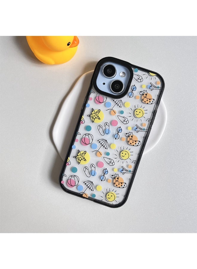 NIBEMINENT Beach By The Sea In Summer Protective TPU Case Cover For iPhone 15 Clear - Image 2