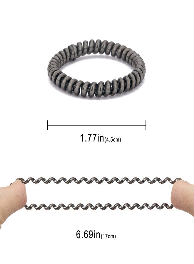 QIUTIMIY Metallic Luster Spiral Hair Ties, 8 Pcs - Thin, No Crease Phone Cord Hair Ties for Women with Thick Hair, Ponytail Holders, Waterproof, Smooth and Hygienic for All Hair Types - Image 2