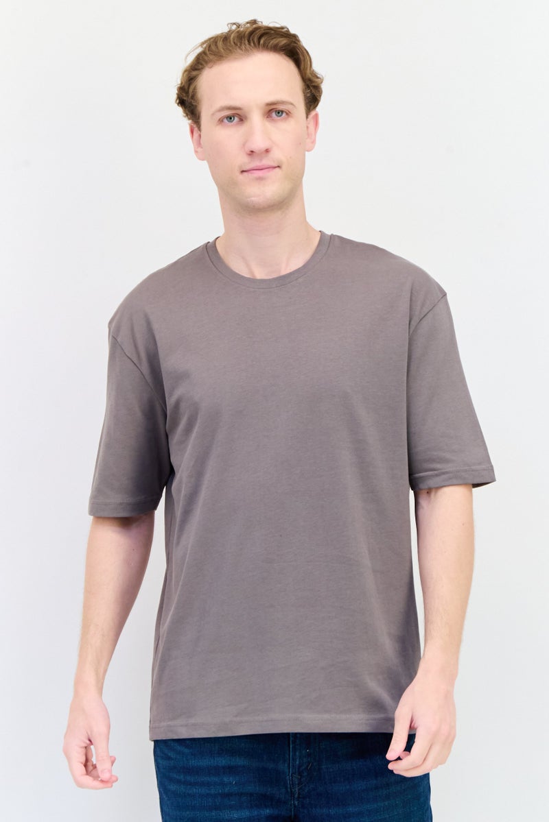 English Laundry Men Oversized Fit Round Neck Short Sleeves Plain T-Shirt, Grey - Image 1