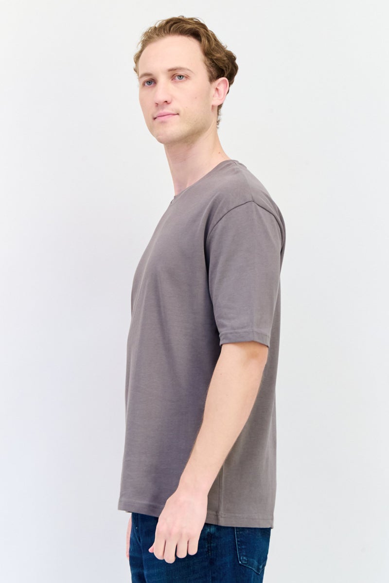 English Laundry Men Oversized Fit Round Neck Short Sleeves Plain T-Shirt, Grey - Image 2