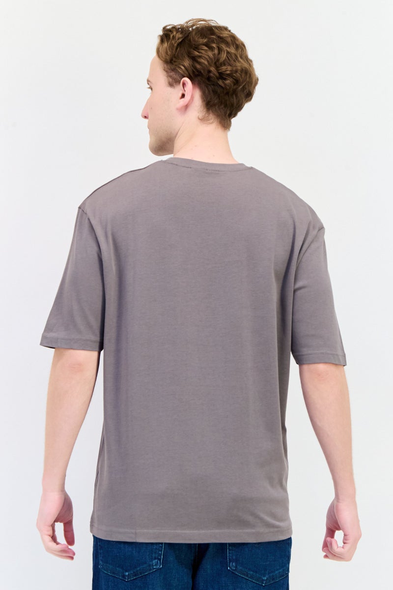 English Laundry Men Oversized Fit Round Neck Short Sleeves Plain T-Shirt, Grey - Image 3