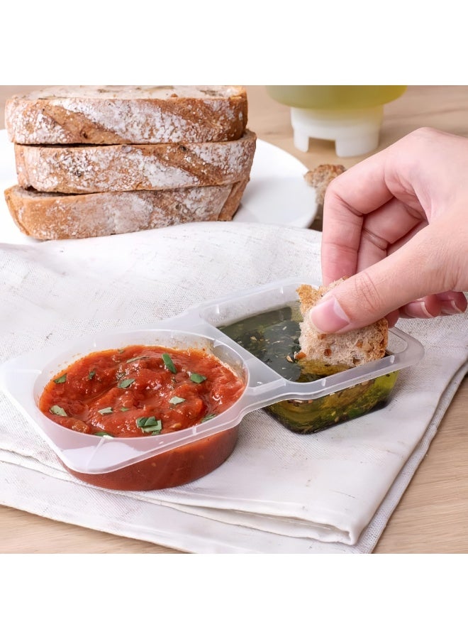 McDou 50 Disposable Dipping Sauce Container, Seasoning Boxes, Double Compartment Sauce Cups with Lids, Reusable, Dishwasher Safe, Microwavable for Dips, Salad Dressings, Lunch Boxes, Travel, Picnics - Image 5