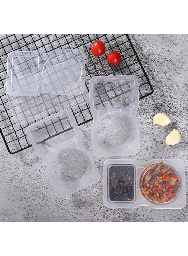 McDou 50 Disposable Dipping Sauce Container, Seasoning Boxes, Double Compartment Sauce Cups with Lids, Reusable, Dishwasher Safe, Microwavable for Dips, Salad Dressings, Lunch Boxes, Travel, Picnics - Image 2