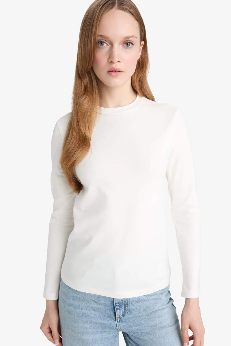 ديفاكتو Slim Fit Half Turtleneck Long Sleeve T-Shirt