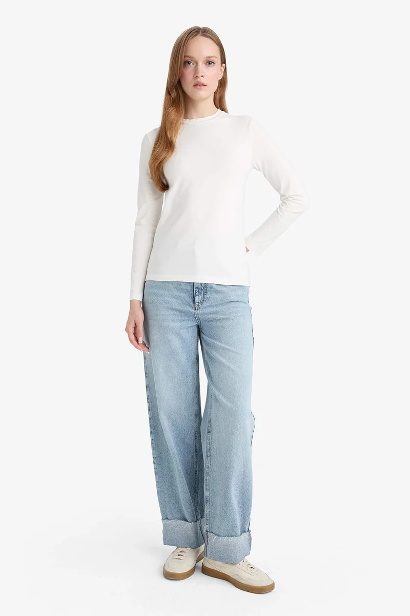 ديفاكتو Slim Fit Half Turtleneck Long Sleeve T-Shirt