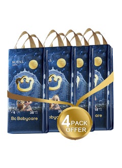 Babycare Babycare - Royal Baby Diaper Pants, Size 4 (9–14 Kg), Super Mega Pack of 4 (152 Pieces), BPA-Free, Non-Toxic, Leak-Proof, Ultra-Absorbent, Stretchy Waistband, Pull-Up Design, Soft and Breathable, Hypoallergenic, Comfortable Fit, Easy to Wear, Gentle on Skin, Ideal for Toddlers, Extended Dryness  - Image 1