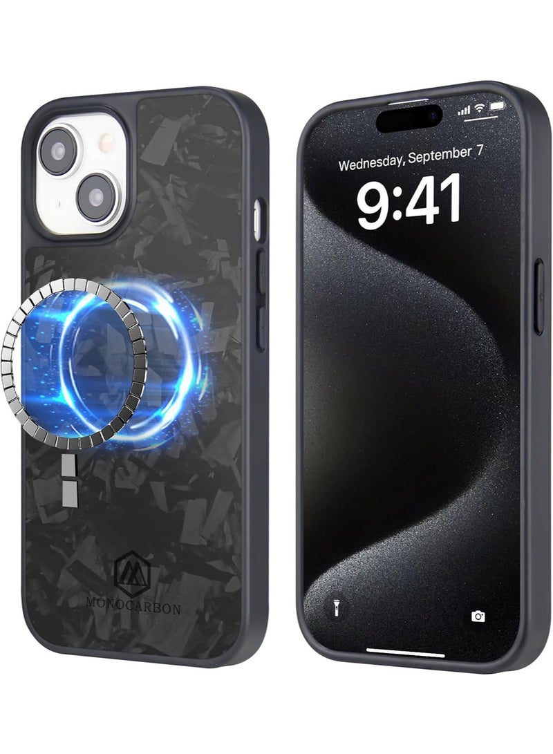 MONOCARBON Forged Real Carbon Fiber for iPhone 15 Case Cover [MagSafe Compatible] Military Grade - Matte Black - Image 1