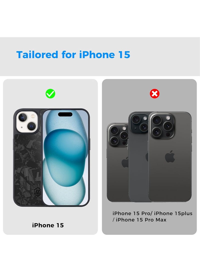 MONOCARBON Forged Real Carbon Fiber for iPhone 15 Case Cover [MagSafe Compatible] Military Grade - Matte Black - Image 3