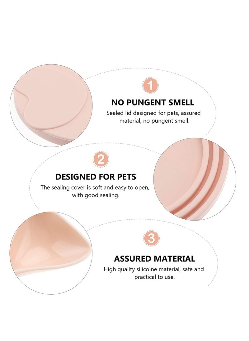 Y&D - Pet Food Can Lids and Spoons, Universal BPA Free Silicone Covers for Dog Cat Food, One Cap Fit Most Standard Size Canned (Pink) - Image 1