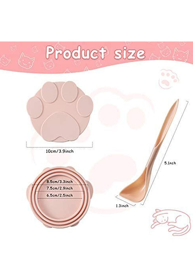 Y&D - Pet Food Can Lids and Spoons, Universal BPA Free Silicone Covers for Dog Cat Food, One Cap Fit Most Standard Size Canned (Pink) - Image 1