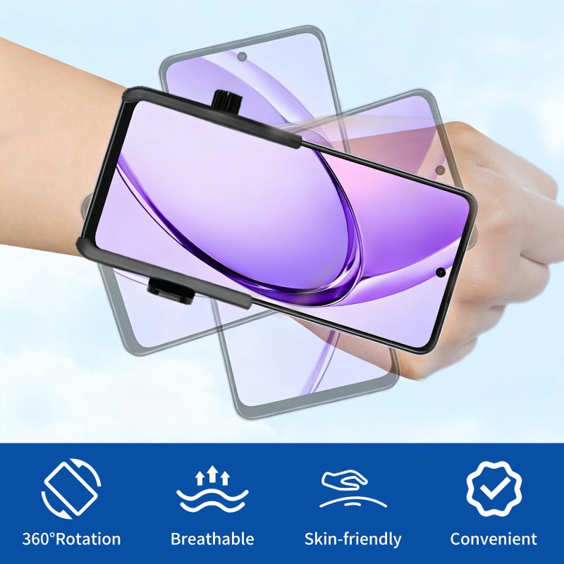 AXIONA ELEMENTS Wristband Phone Holder, No Screen Blocking, 360Â° Rotating Wrist Phone Mount, Memory Lock, Quick Release, for Android, iPhone 17/16/15/14/13 Pro Max/Pro/Mini/12/11/SE/Xs/XR/8 Plus, Fits 4â€“6.7" Phones - Image 3