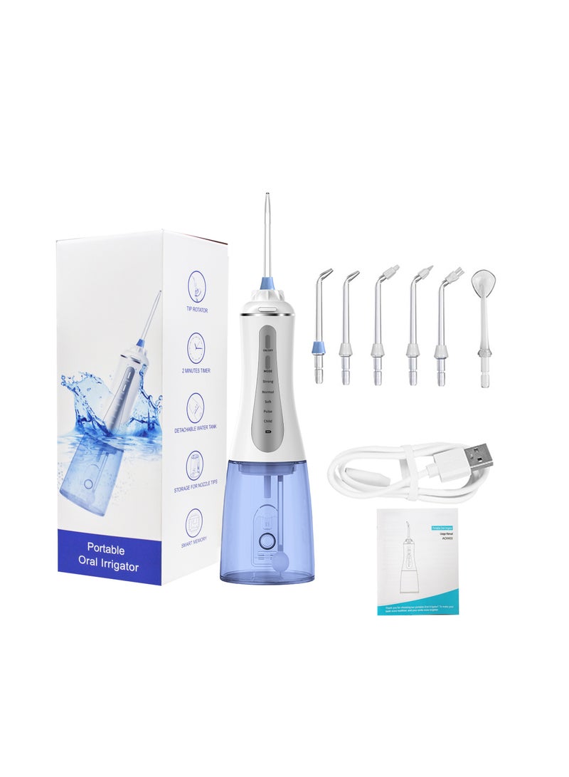 Beauenty Water Dental Flosser Cordless with Powerful Battery, Oral Irrigator for Teeth Cleaner, 5 Modes and 6 Replaceable Tips, IPX7 Waterproof,350ML Detachable Water Tank for Home and Travel - Image 1