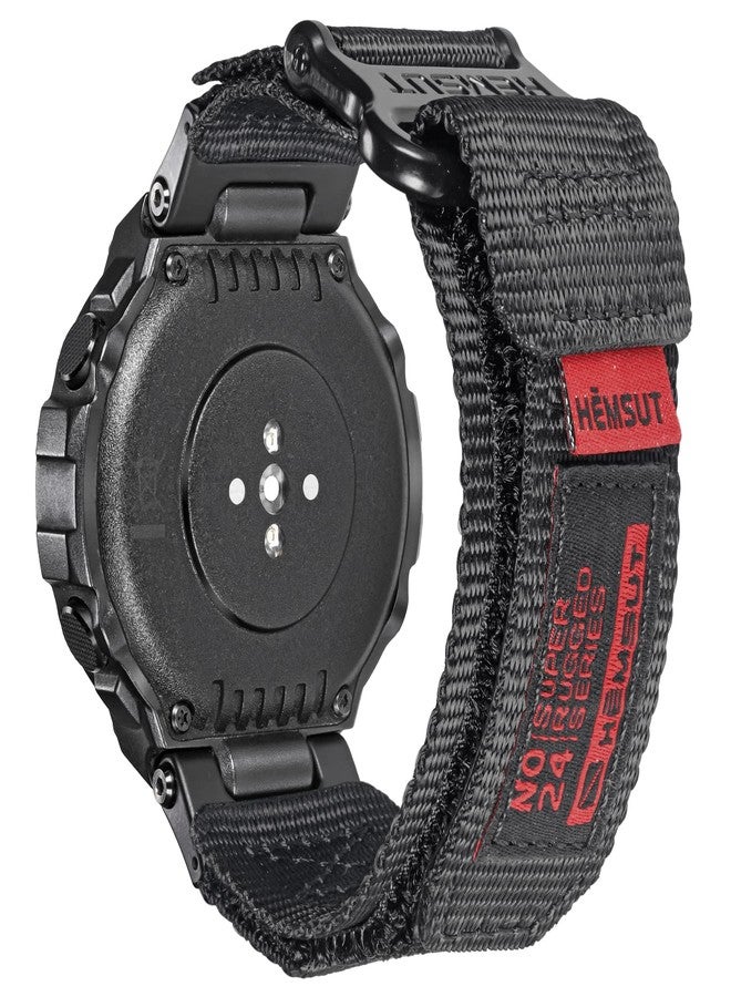 torbollo Watch Straps Compatible with Amazfit T-Rex/T-Rex 2/T-Rex Pro, Durable Nylon Sports Strap with Velcro Woven Loop Design, T-Rex 2/Middle (5.9"-7.09"), Stainless Steel, No - Image 1