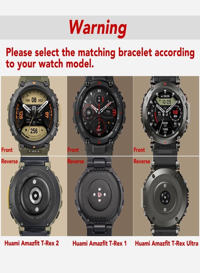 torbollo Watch Straps Compatible with Amazfit T-Rex/T-Rex 2/T-Rex Pro, Durable Nylon Sports Strap with Velcro Woven Loop Design, T-Rex 2/Middle (5.9"-7.09"), Stainless Steel, No - Image 5